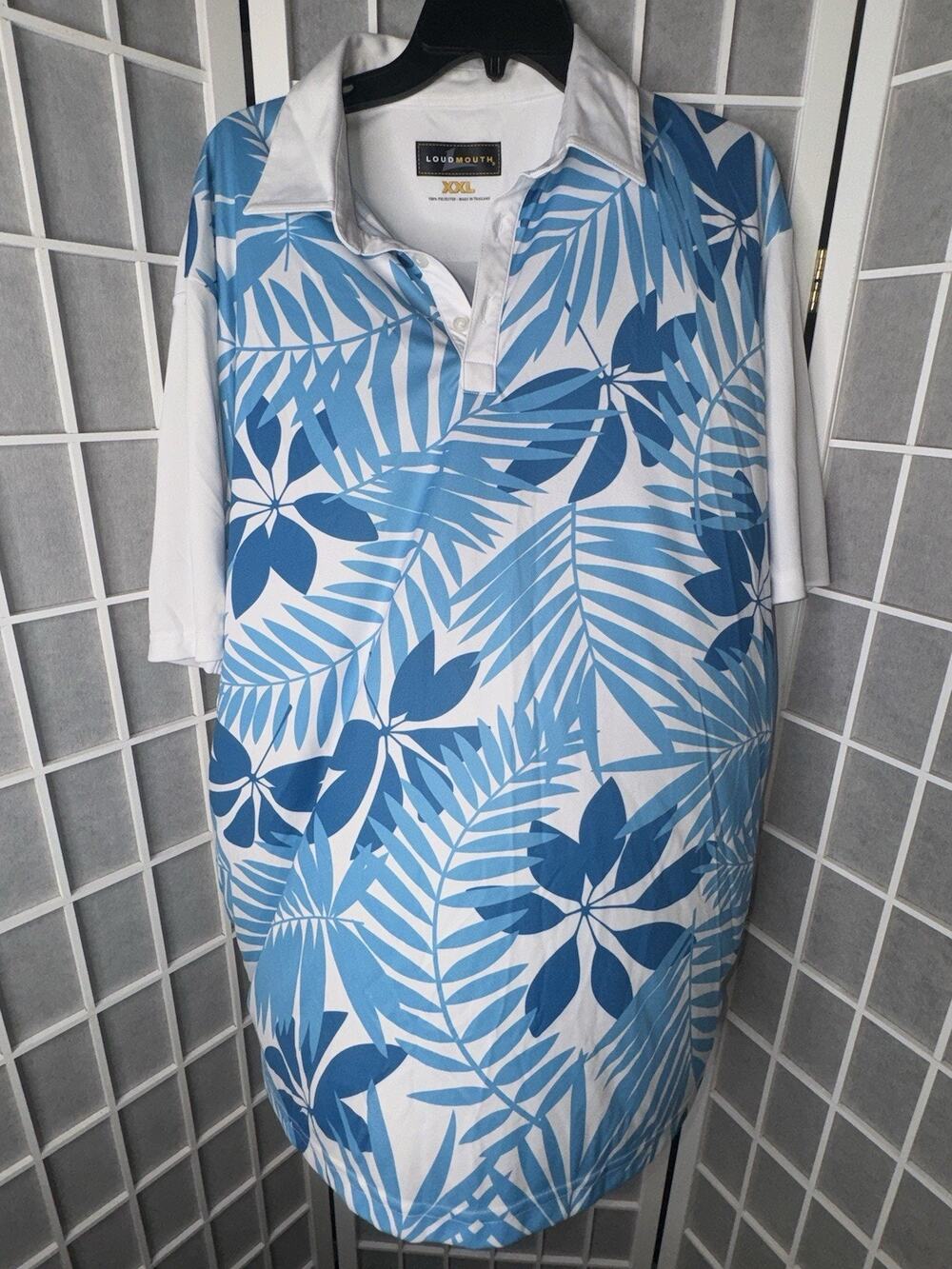 Loudmouth Men’s Golf Polo Shirt Size XXL Short Sleeve Blue Floral
